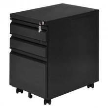 Load image into Gallery viewer, 3 Drawers Rolling File Storage Cabinet-Black