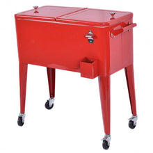 Load image into Gallery viewer, Red Portable Outdoor Patio Cooler Cart