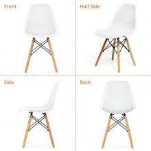 Load image into Gallery viewer, 4 Pcs Modern Plastic Hollow Chair Set with Wood Leg-White