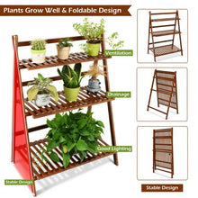 Load image into Gallery viewer, 3 Tier Folding Bamboo Flower Shelf -Brown