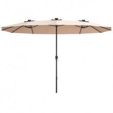 Load image into Gallery viewer, 15 Ft Patio LED Crank Solar Powered 36 Lights Umbrella-Beige