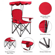 Load image into Gallery viewer, Portable Folding Beach Canopy Chair with Cup Holders-Red