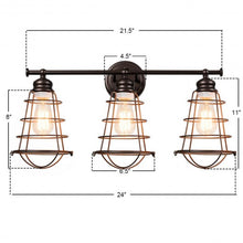 Load image into Gallery viewer, 3-Light Vanity Lamp Bathroom Fixture with Metal Wire Cage