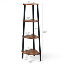 Load image into Gallery viewer, 4-Tier Corner Shelf Metal Storage Rack Domestic Bookcase-Black