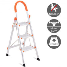 Load image into Gallery viewer, Non-slip 3 Step Aluminum Ladder Folding Platform Stool