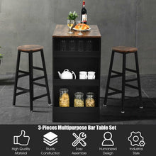 Load image into Gallery viewer, 3 Pieces Bar Table Set with Storage