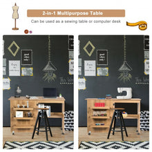 Load image into Gallery viewer, Folding Sewing Craft Table Shelf Storage Cabinet Home Furniture-Natural