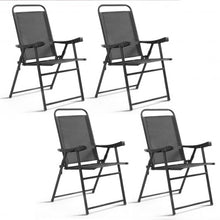 Load image into Gallery viewer, Set of 4 Folding Sling Chairs with Armrest