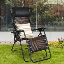 Load image into Gallery viewer, Folding Patio Rattan Zero Gravity Lounge Chair Recliner-Coffee