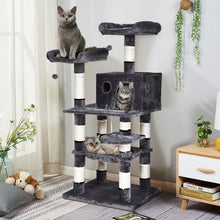 Load image into Gallery viewer, 55" Multi-Level Kitten Activity Tower with Hammock-Gray