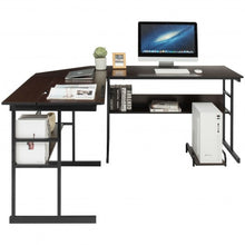 Load image into Gallery viewer, L-Shaped Computer Desk with Tiltable Tabletop-Brown