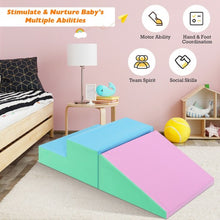 Load image into Gallery viewer, 2 Pcs Soft Foam Indoor Toddler Climb Slide Activity Play Set -Pink