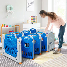 Load image into Gallery viewer, 16-Panel Baby Playpen Safety Play Center with Lockable Gate-Blue