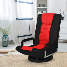 Load image into Gallery viewer, 360-Degree Swivel Gaming Floor Chair with Foldable Adjustable Backrest-Red