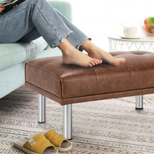 Load image into Gallery viewer, Ottoman Footrest Stool PU Leather Seat with Metal Legs-Brown
