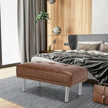 Load image into Gallery viewer, Ottoman Footrest Stool PU Leather Seat with Metal Legs-Brown
