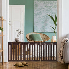 Load image into Gallery viewer, 24" Folding Wooden Freestanding Dog Gate w/360° Flexible Hinge for Pet-Espresso