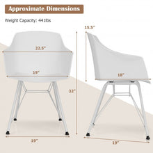 Load image into Gallery viewer, Set of 2 Metal Frame Modern Molded Shell Plastic Dining Chair-White