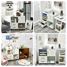 Load image into Gallery viewer, Mobile File Cabinet with Lateral Printer Stand and Storage Shelves -White