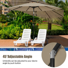 Load image into Gallery viewer, 9 Ft and 32 LED Lighted Solar Patio Market Umbrella Shelter with Tilt and Crank-Tan