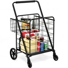 Load image into Gallery viewer, Heavy Duty Folding Utility Shopping Double Cart-Black
