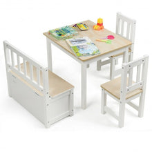 Load image into Gallery viewer, 4 PCS Kids Wood Table Chairs Set -Natural