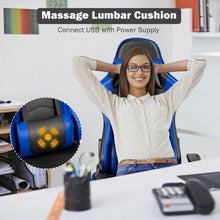 Load image into Gallery viewer, Massage Gaming Chair Reclining Racing Office Chair-Blue