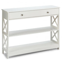 Load image into Gallery viewer, Console Accent Table with Drawer and Shelves -White