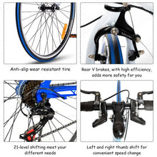 Load image into Gallery viewer, 700C 21 Speed Quick Release Aluminum Road Bike-Blue