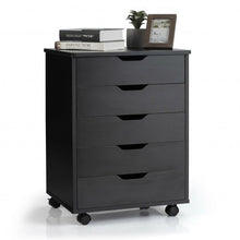 Load image into Gallery viewer, 5 Drawer Mobile Lateral Filing Storage Home Office Floor Cabinet with Wheels-Black