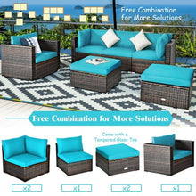 Load image into Gallery viewer, 6 Pcs Patio Rattan Furniture Set with Sectional Cushion-Turquoise