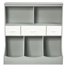Load image into Gallery viewer, Freestanding Combo Cubby Bin Storage Organizer Unit W/3 Baskets-Gray