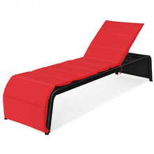 Load image into Gallery viewer, Patio Rattan Lounge Chair Back Adjustable Chaise Recliner with Cushioned-Red