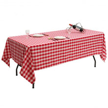 Load image into Gallery viewer, 10 Pcs 60" x 102" Rectangular Polyester Checker Kitchen Tablecloth-Red