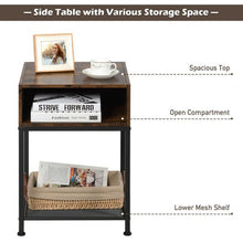 Load image into Gallery viewer, Industrial Nightstand End Side Table with Mesh Shelf