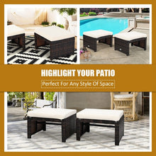 Load image into Gallery viewer, 2 Pieces Cushioned Patio Rattan Ottoman Foot Rest-White