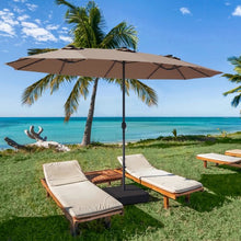 Load image into Gallery viewer, 15 Ft Patio LED Crank Solar Powered 36 Lights Umbrella-Tan