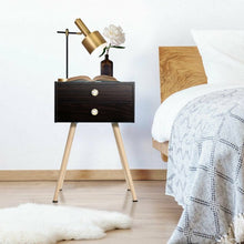 Load image into Gallery viewer, Mid Century Modern 2 Drawers Nightstand in Natural-Coffee