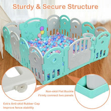 Load image into Gallery viewer, 14-Panel Baby Playpen with Music Box & Basketball Hoop-Light Green