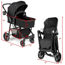 Load image into Gallery viewer, 2-in-1 Foldable Pushchair Newborn Infant Baby Stroller-Black
