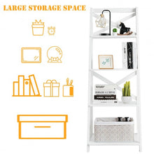 Load image into Gallery viewer, 4-tier Leaning Free Standing Ladder Shelf Bookcase-White
