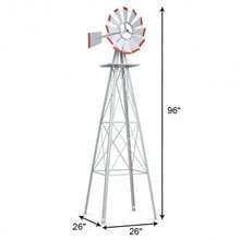 Load image into Gallery viewer, 8Ft Tall Windmill Ornamental Wind Wheel-Silver