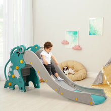 Load image into Gallery viewer, 4-in-1 Kids Climber Slide Play Set with Basketball Hoop-Green