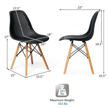 Load image into Gallery viewer, 2 Pcs Modern Plastic Hollow Chair Set with Wood Leg-Black