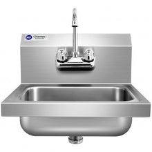 Load image into Gallery viewer, Stainless Steel Sink NSF Wall Mount Hand Washing Sink w/ Faucet and Back Splash