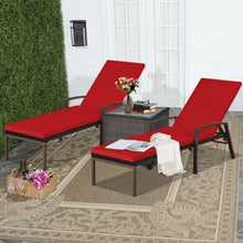 Load image into Gallery viewer, 2 pcs Patio Rattan Adjustable Back Lounge Chair-Red