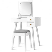 Load image into Gallery viewer, Vanity Table Set with Flip Top Mirror Makeup Dressing Table with Cushioned Stool