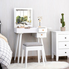 Load image into Gallery viewer, Vanity Table Set with Flip Top Mirror Makeup Dressing Table with Cushioned Stool