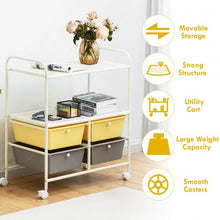 Load image into Gallery viewer, 4 Drawers Shelves Rolling Storage Cart Rack-Yellow