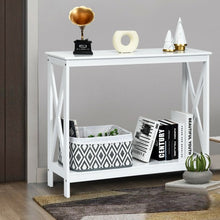 Load image into Gallery viewer, 2-Tier Console X-Design Sofa Side Accent Table-White